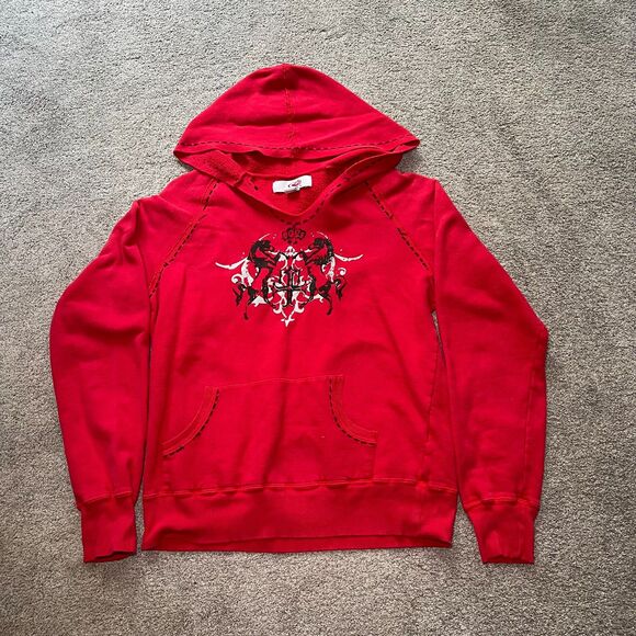 Y2K Roper Women's Hoodie Size Medium Horse Cross Graphic - Picture 1 of 5